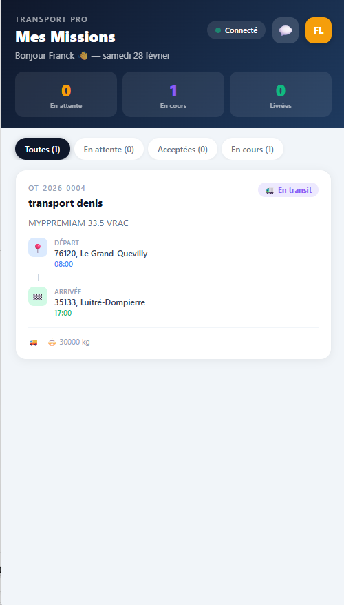 Application mobile chauffeur Translux