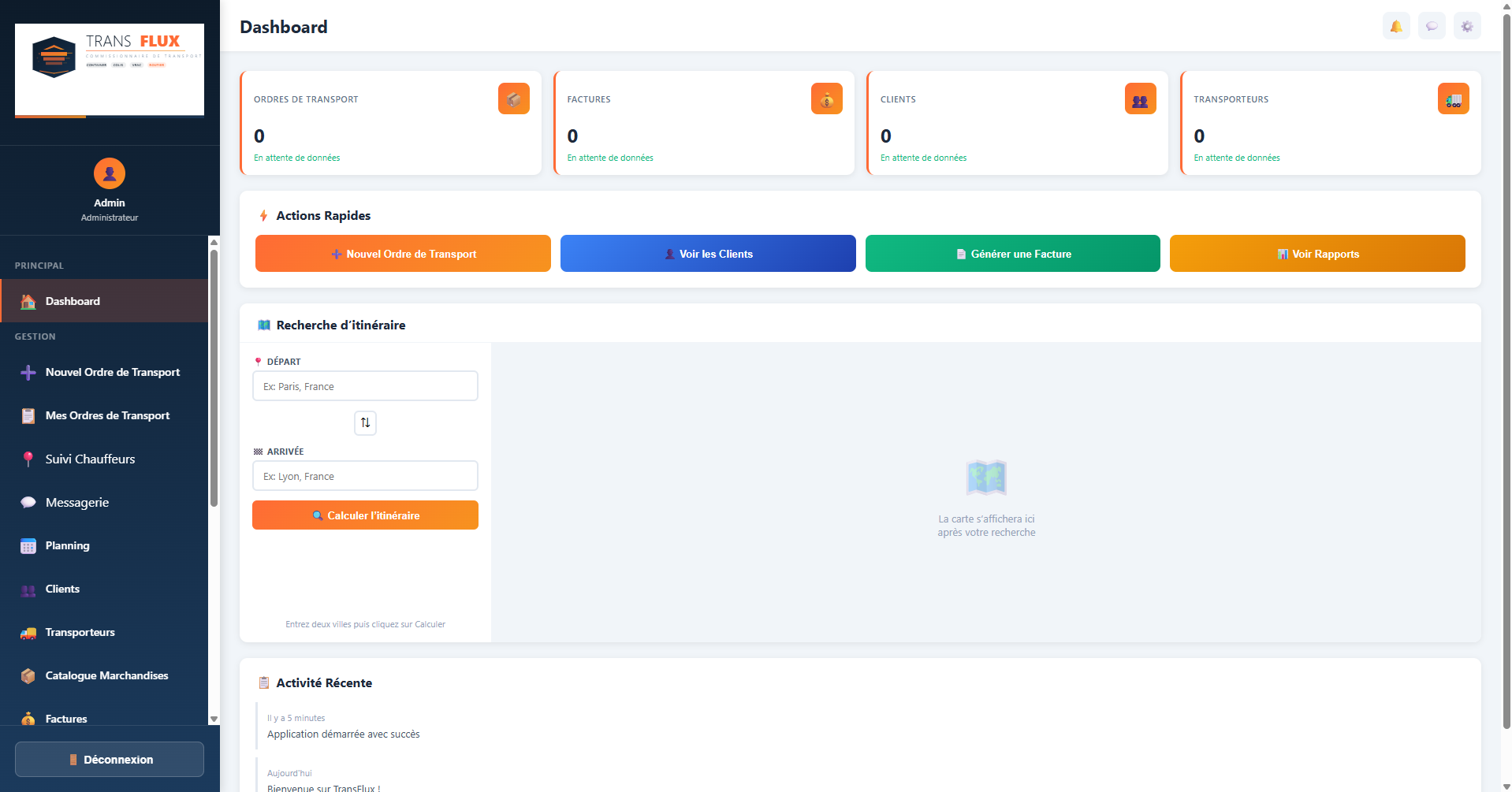 Dashboard Translux TMS